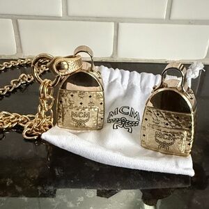 MCM Gold Backpack Perfume Keychain Duo